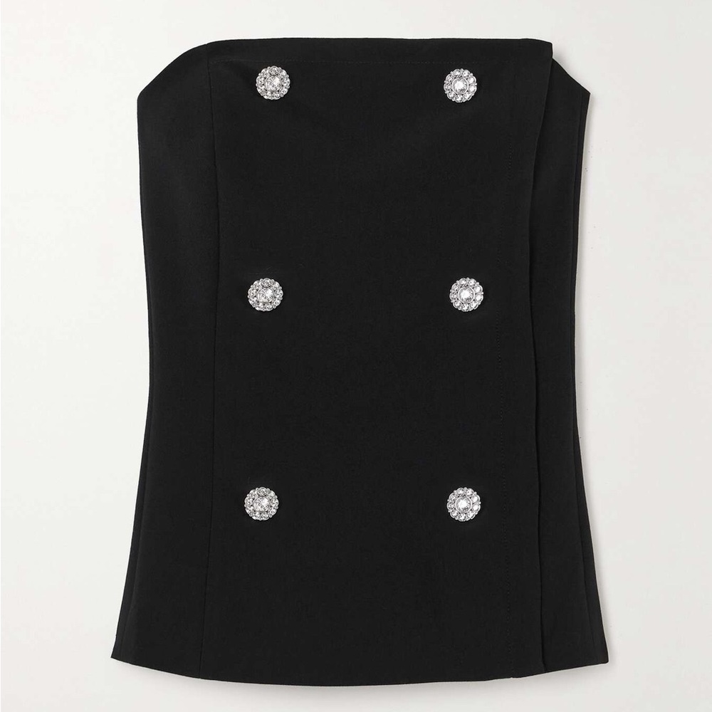 L'AGENCE
Fay strapless crystal-embellished woven bustier top